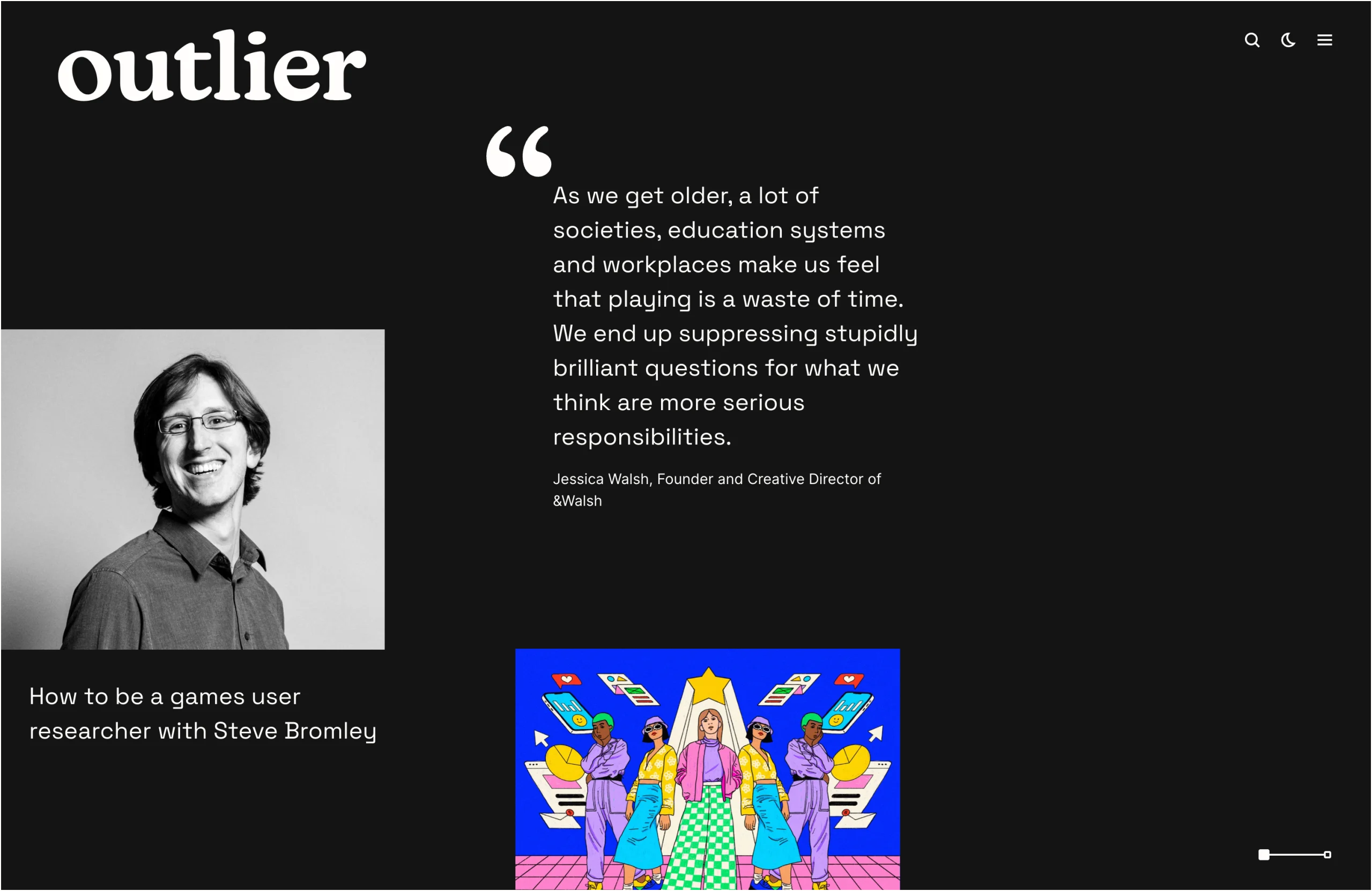 Outlier features everything from interviews to influential quotes