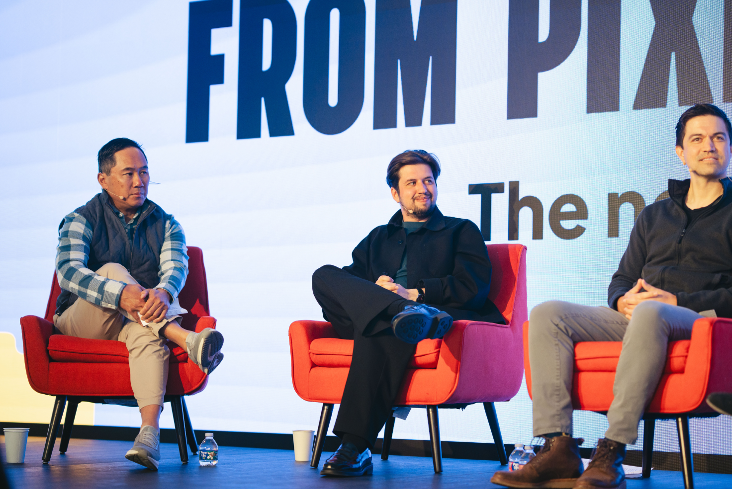 Jonathan Widawski on stage at Insight Out 2025 alongside Rich Wong and Ryan Glasgow. Photo: Clara Rice