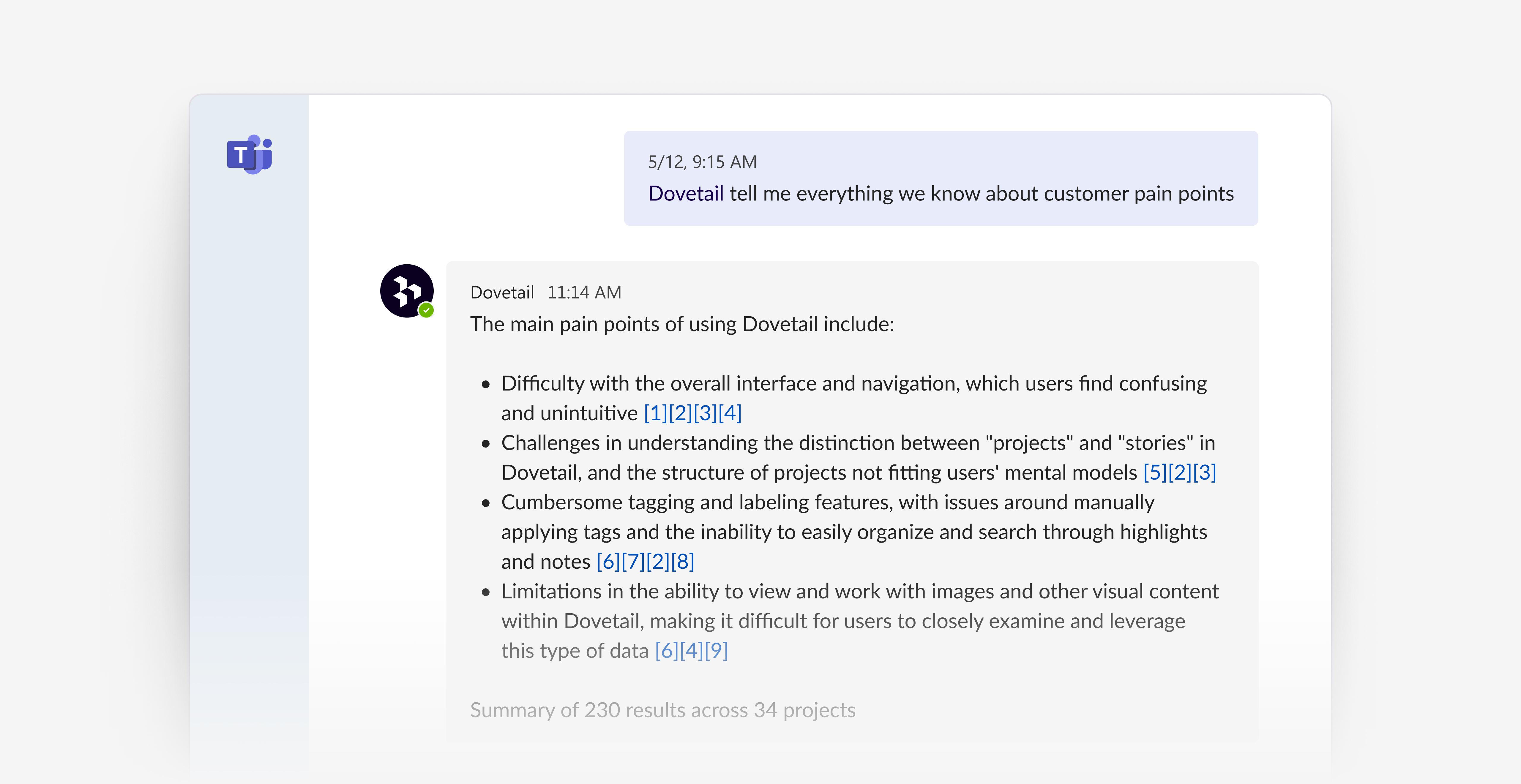 Ask Dovetail in Teams