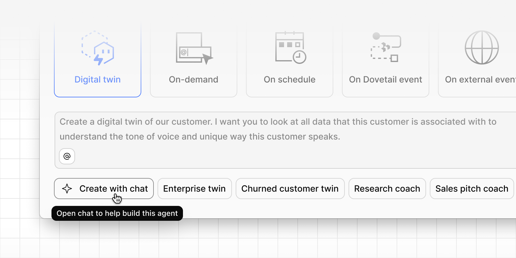 Create agents with chat