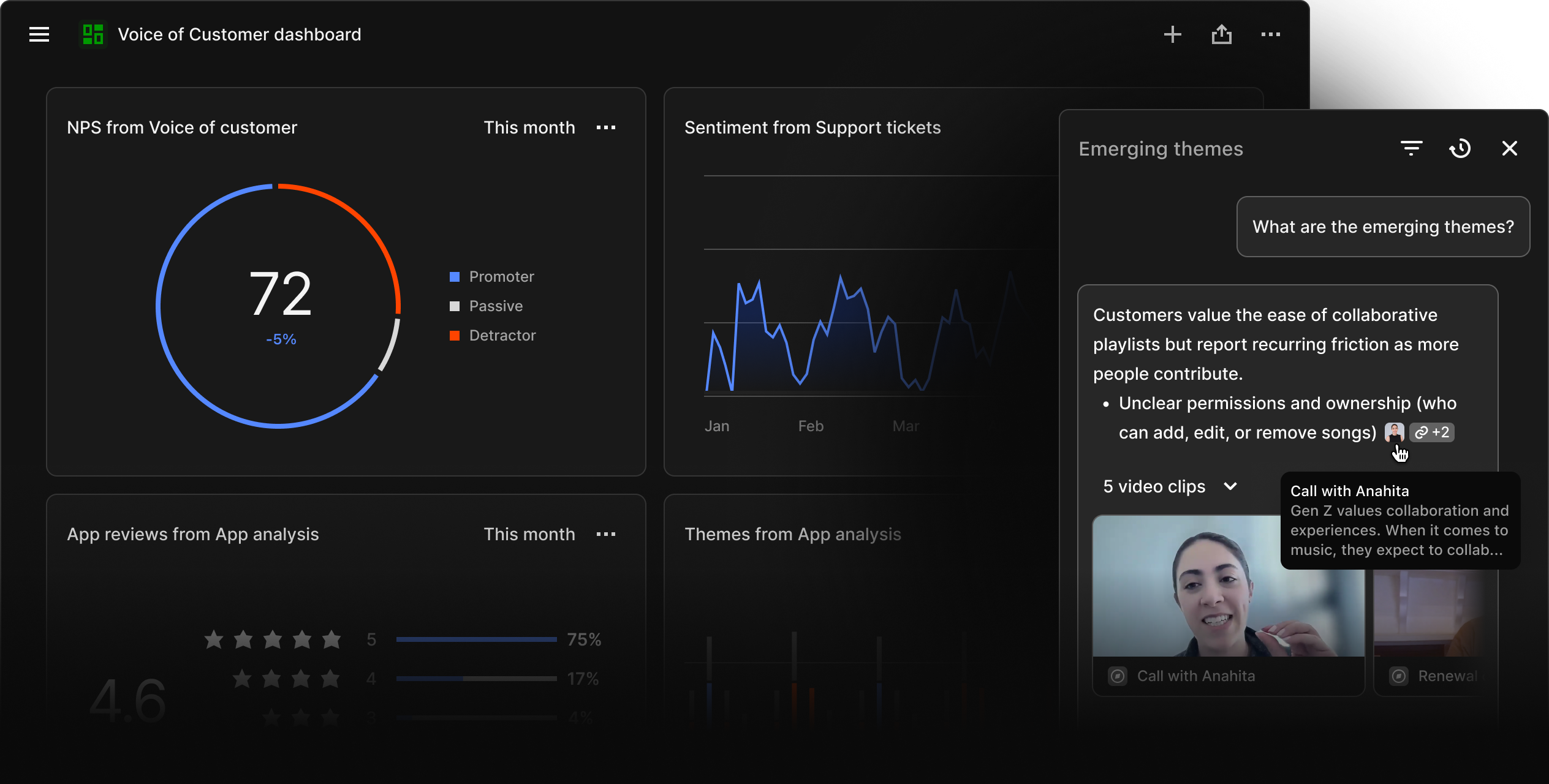 Dovetail product screenshot