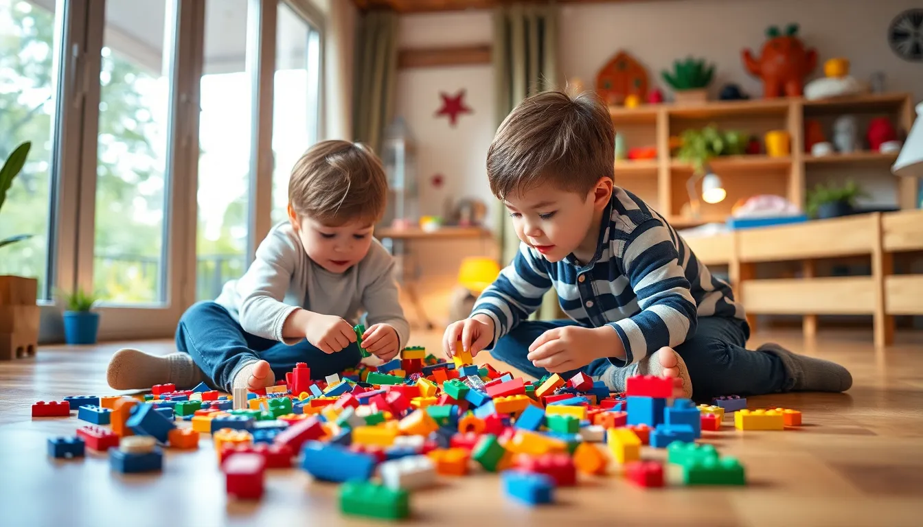 Two young children at play with colorful building blocks—the customers at the heart of every product decision this company makes