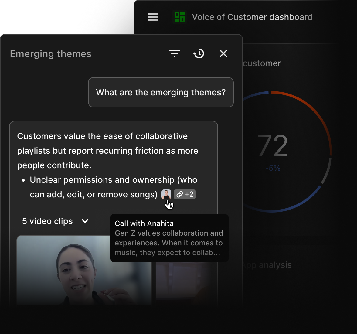 Dovetail product screenshot
