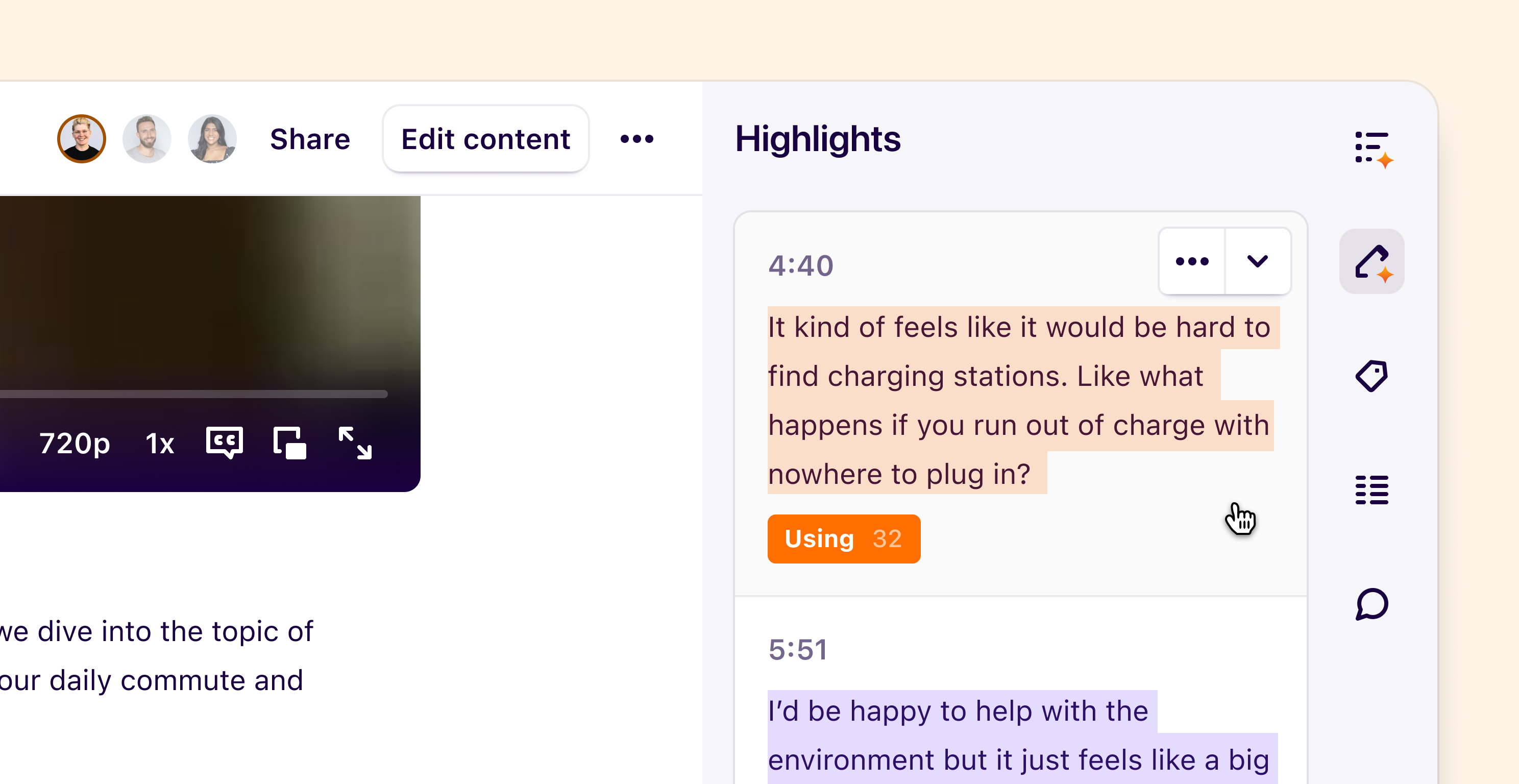 Note sidebar for summaries, highlights, tags, fields, and comments