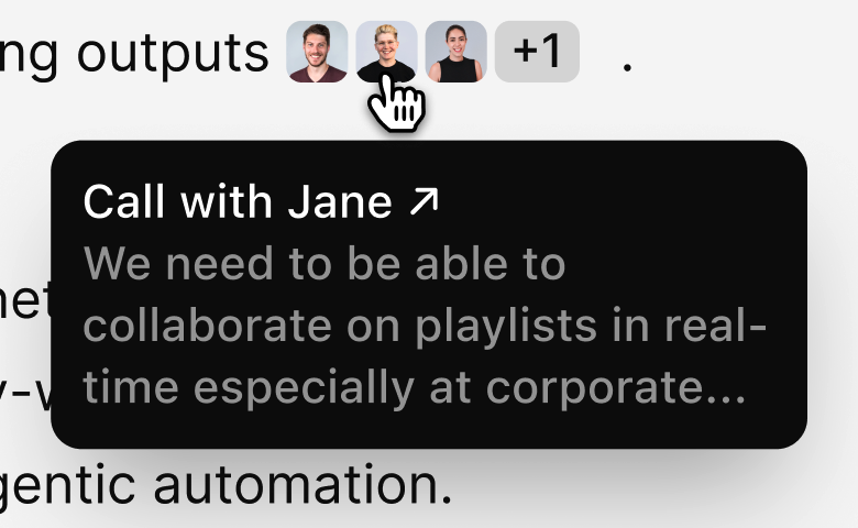 Citation tooltip to support navigation using Dovetail's existing overlay dialog pattern
