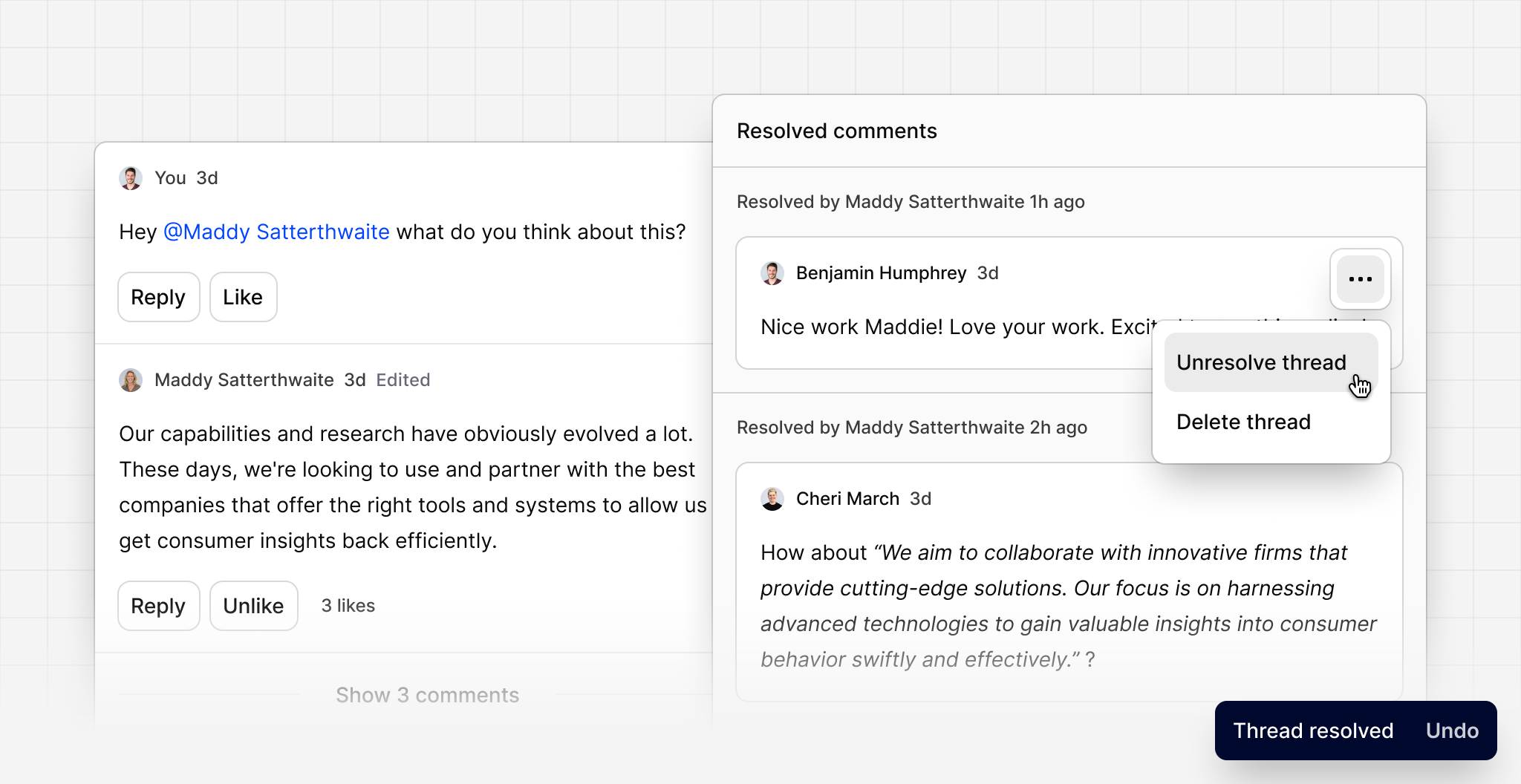 Resolve inline comment threads