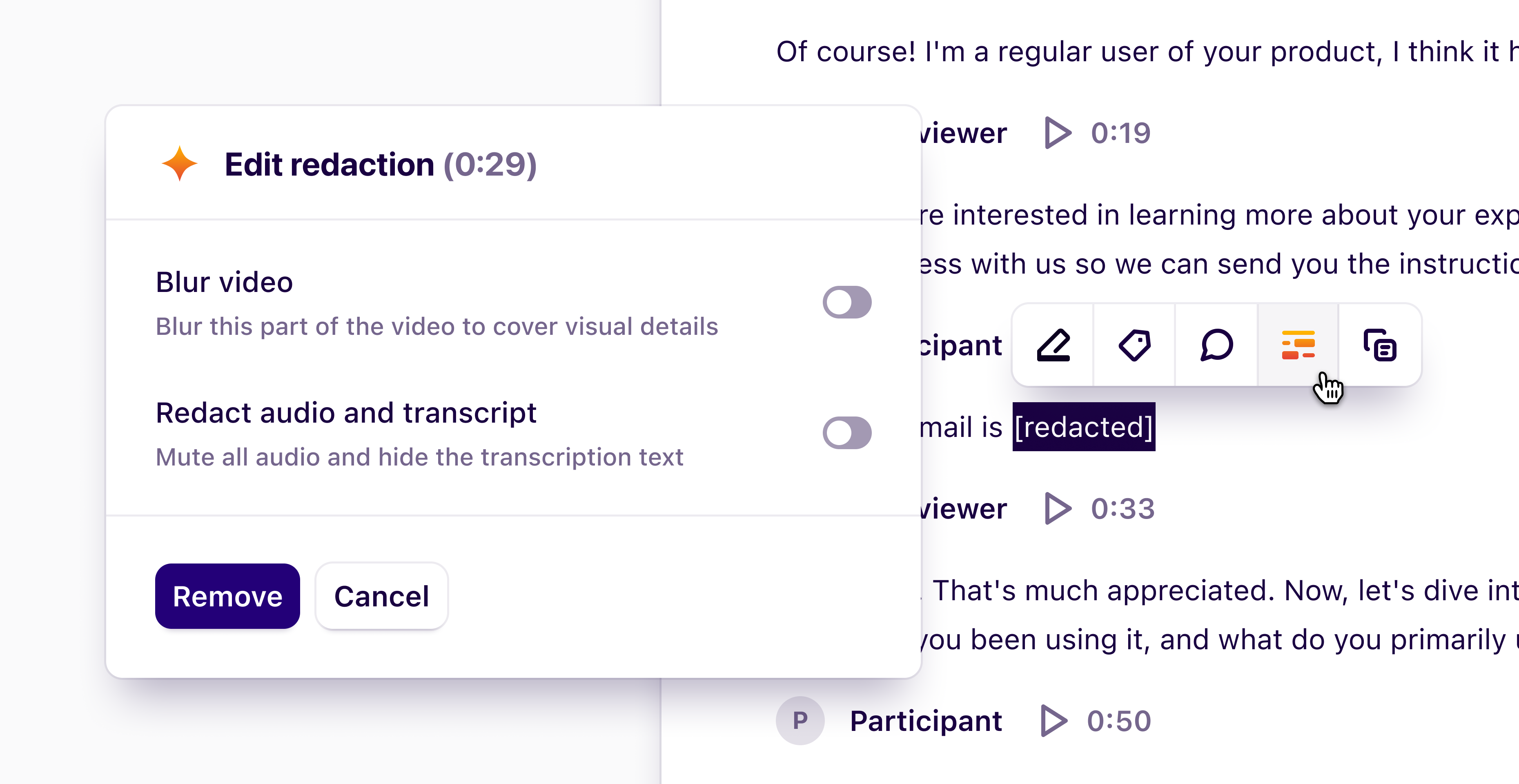 Restore redacted data