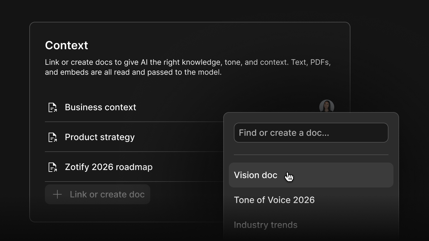 Workspace context lets you set your AI context for consistency