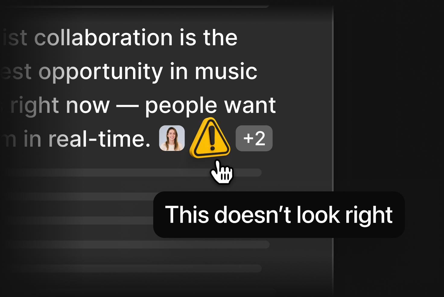 A flagged citation in Dovetail Chat, surfaced by a thumbs-down and "This doesn’t look right" prompt.