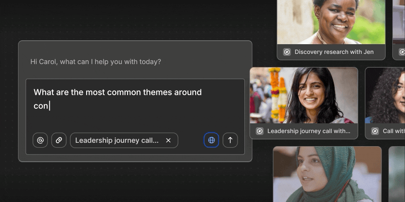 Dovetail AI Chat analyzing open-ended survey responses from Vital Voices program participants.