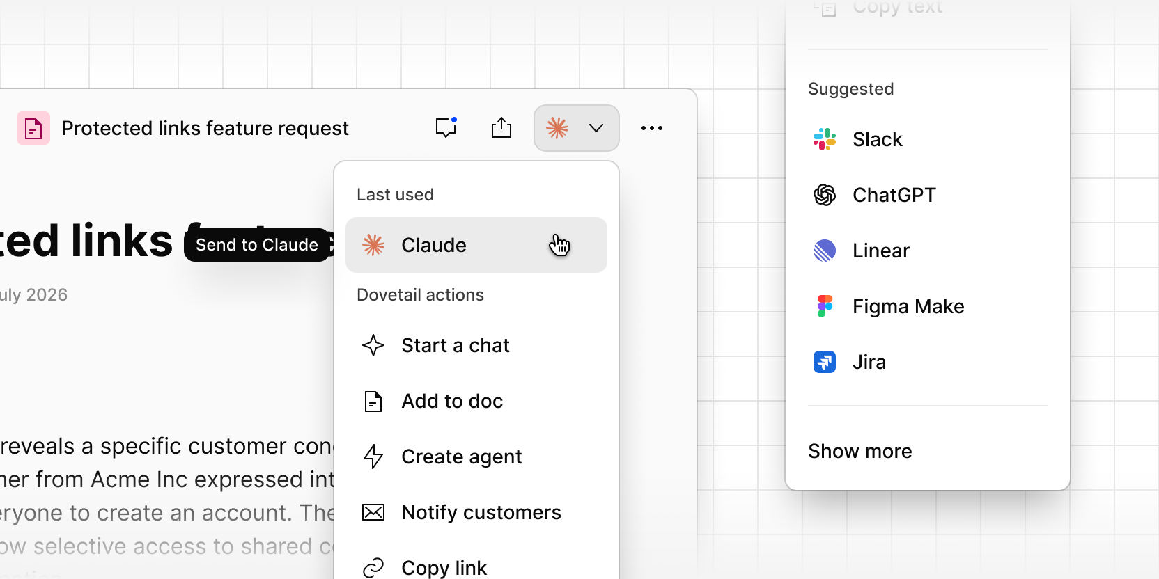 One click actions